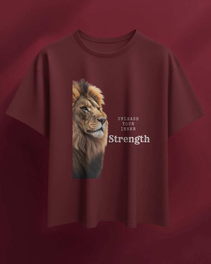 Men Heavy Cotton Tee Lion Design - Unleash Your Inner Strength