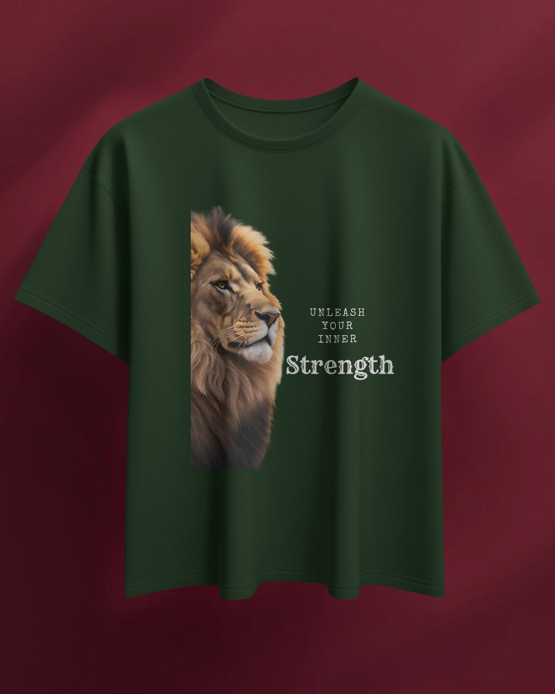 Men Heavy Cotton Tee Lion Design - Unleash Your Inner Strength