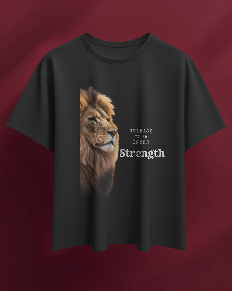 Men Heavy Cotton Tee Lion Design - Unleash Your Inner Strength