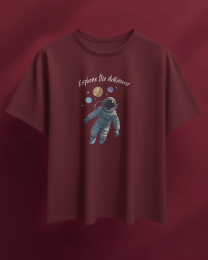 Explore the Unknown Women Heavy Cotton Tee - Astronaut Graphic Shirt