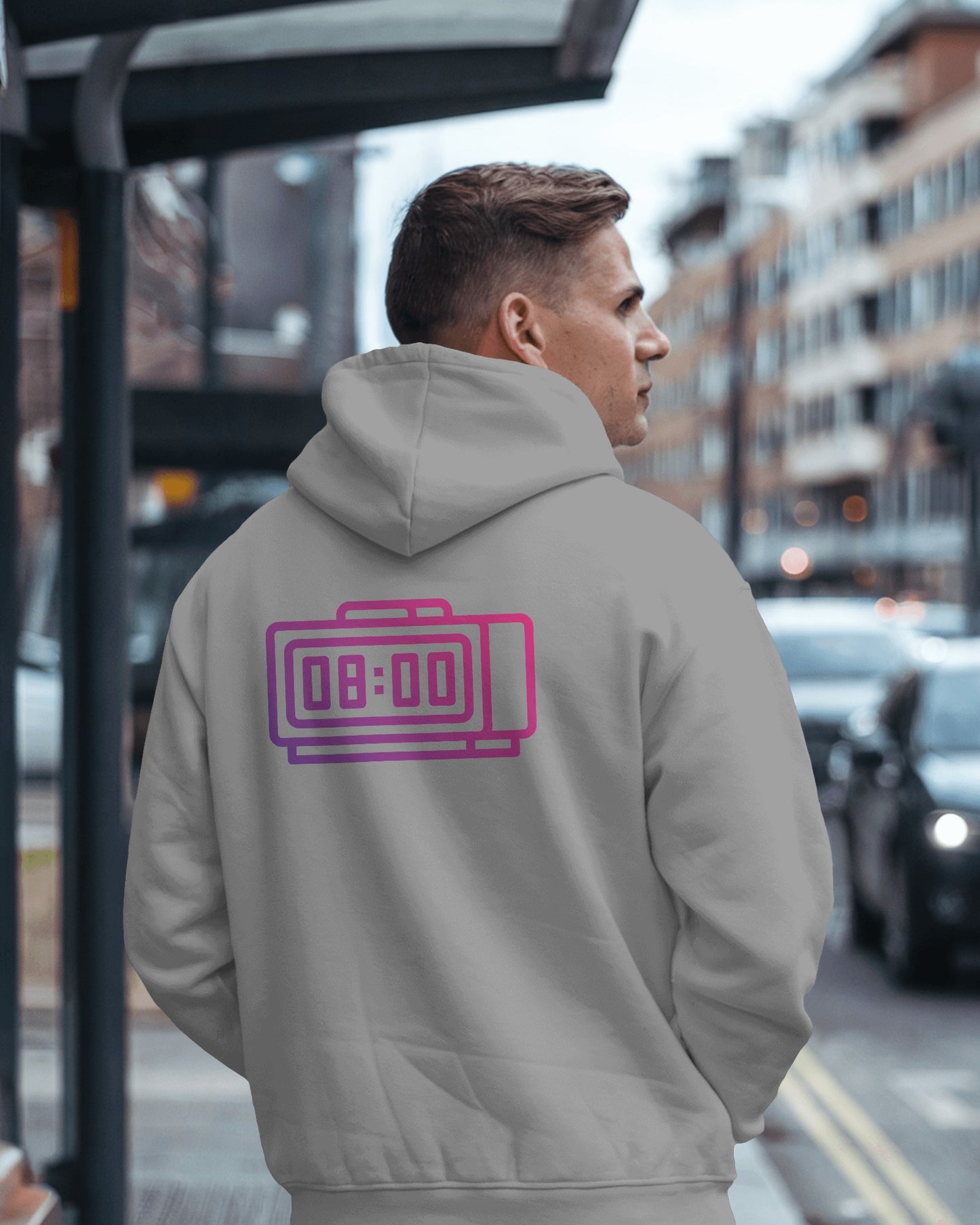 Retro Alarm Clock Men's Back Design Heavy Blend™ Hoodie