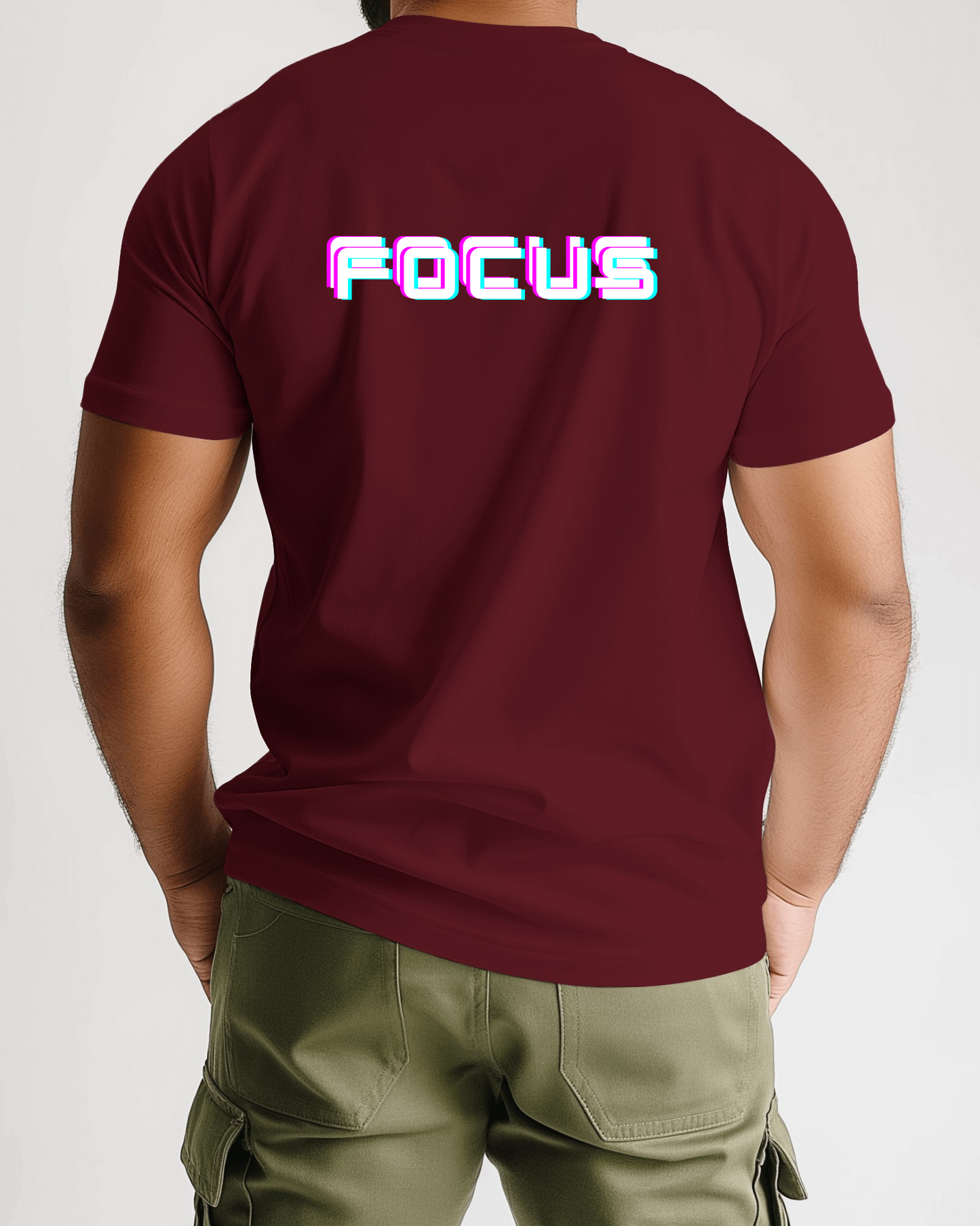 Men Heavy Cotton Tee - 'FOCUS' Retro Graphic T-Shirt for Motivated Individuals