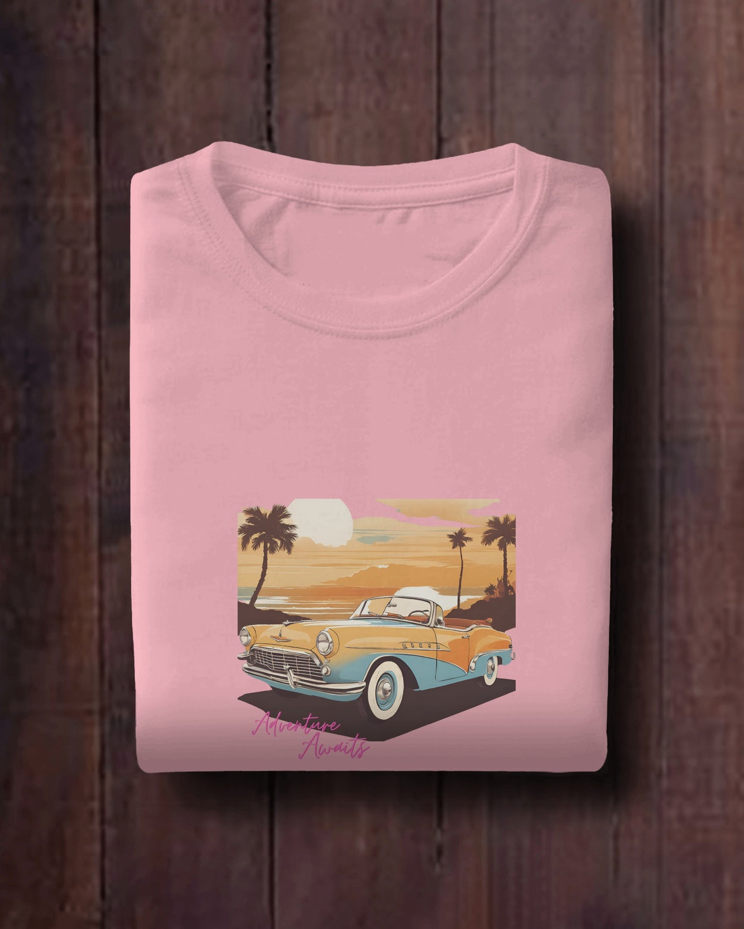 Women Summer Heavy Cotton Tee- Retro Sunset Adventure Awaits Exclusive T-Shirt