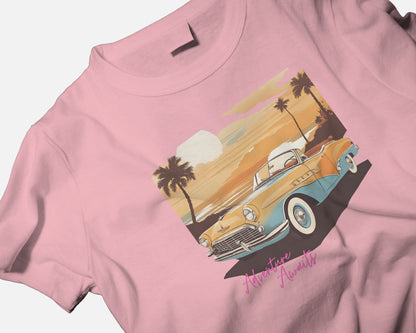 Men Summer Heavy Cotton Tee- Retro Sunset Adventure Awaits Exclusive T-Shirt