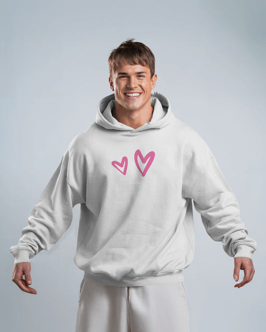 Cute Heart Graphic Men Hoodie - Perfect for Everyday Comfort