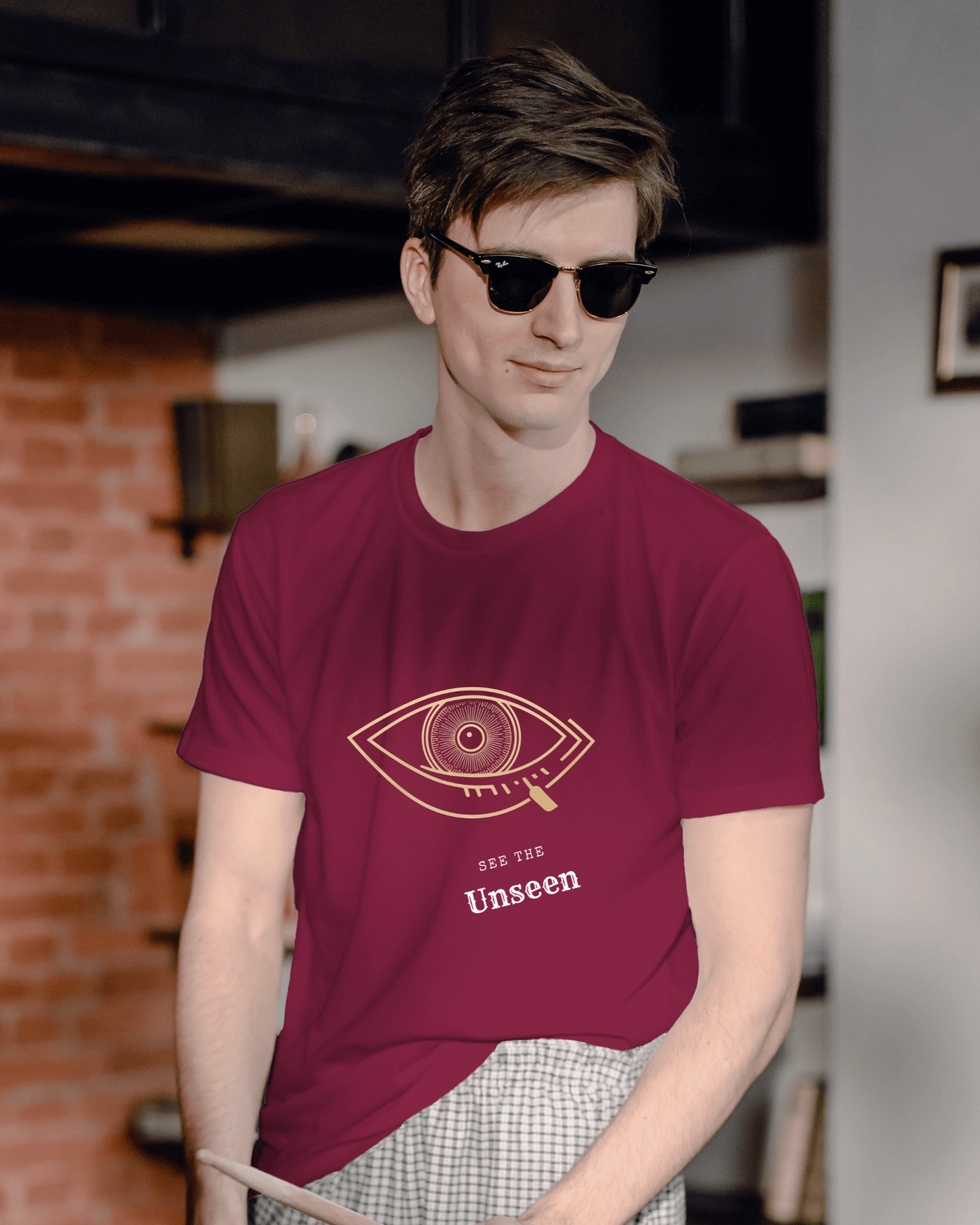 Men Exclusive Heavy Cotton Tee - See the Unseen Visionary Graphic T-Shirt