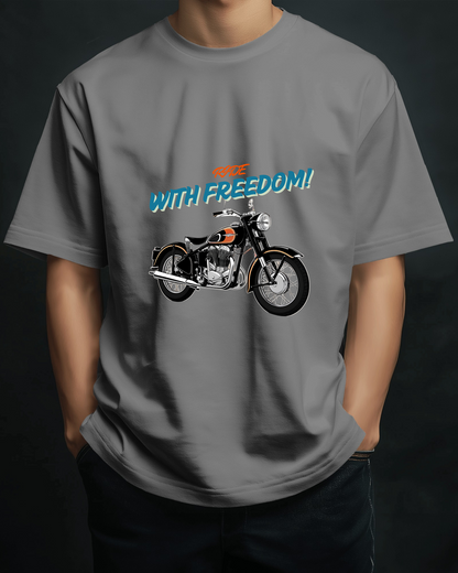 Men Heavy Cotton Tee - Classic Motorcycle Graphic T-Shirt