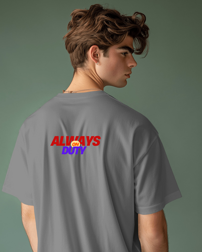 Always on Duty Men Heavy Cotton Tee - Casual Comfort for Everyday Heroes