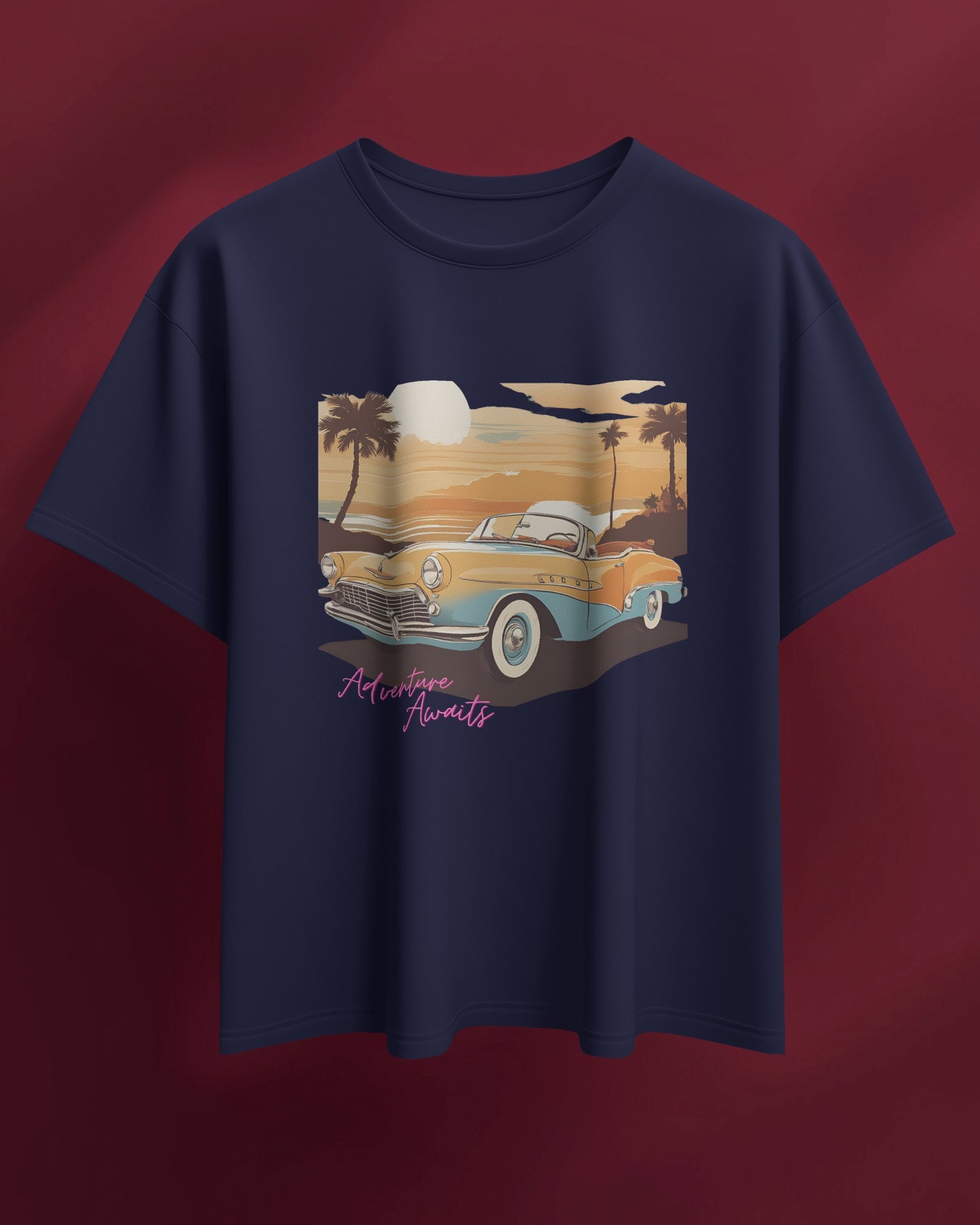 Women Summer Heavy Cotton Tee- Retro Sunset Adventure Awaits Exclusive T-Shirt