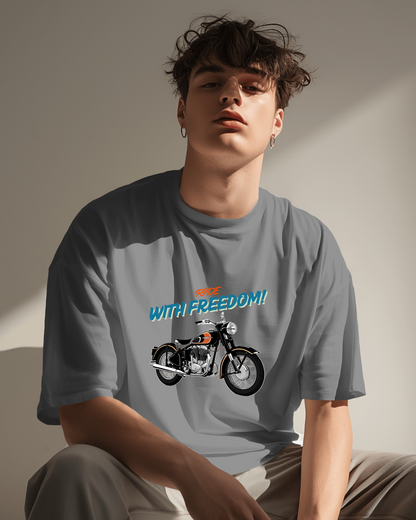 Men Heavy Cotton Tee - Classic Motorcycle Graphic T-Shirt