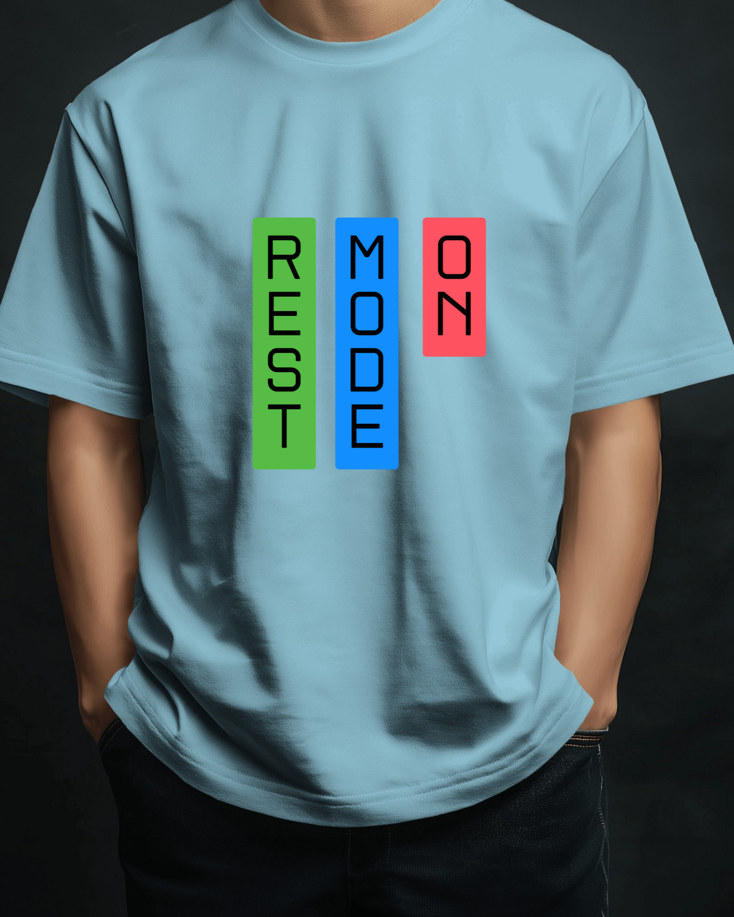 Rest Mode On Men Heavy Cotton Tee - Comfortable Relaxation T-Shirt