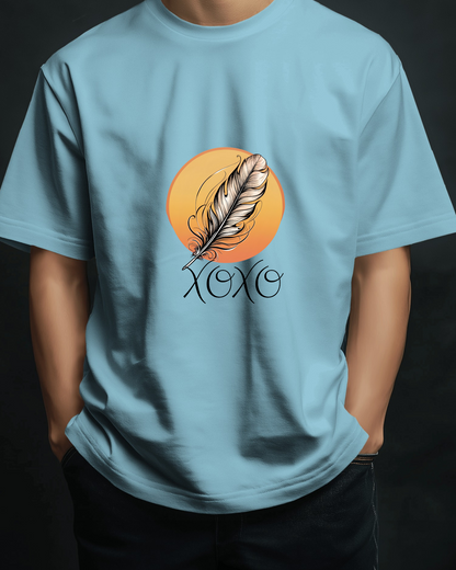 XOXO Feather Men Heavy Cotton Tee - Perfect for Casual Outings and Cozy Days