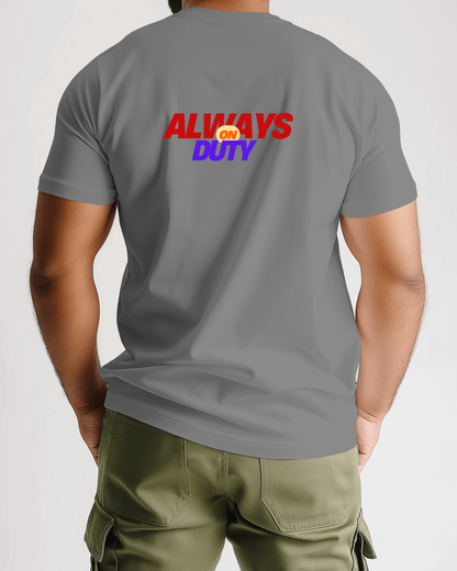 Always on Duty Men Heavy Cotton Tee - Casual Comfort for Everyday Heroes