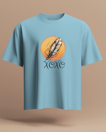 XOXO Feather Men Heavy Cotton Tee - Perfect for Casual Outings and Cozy Days