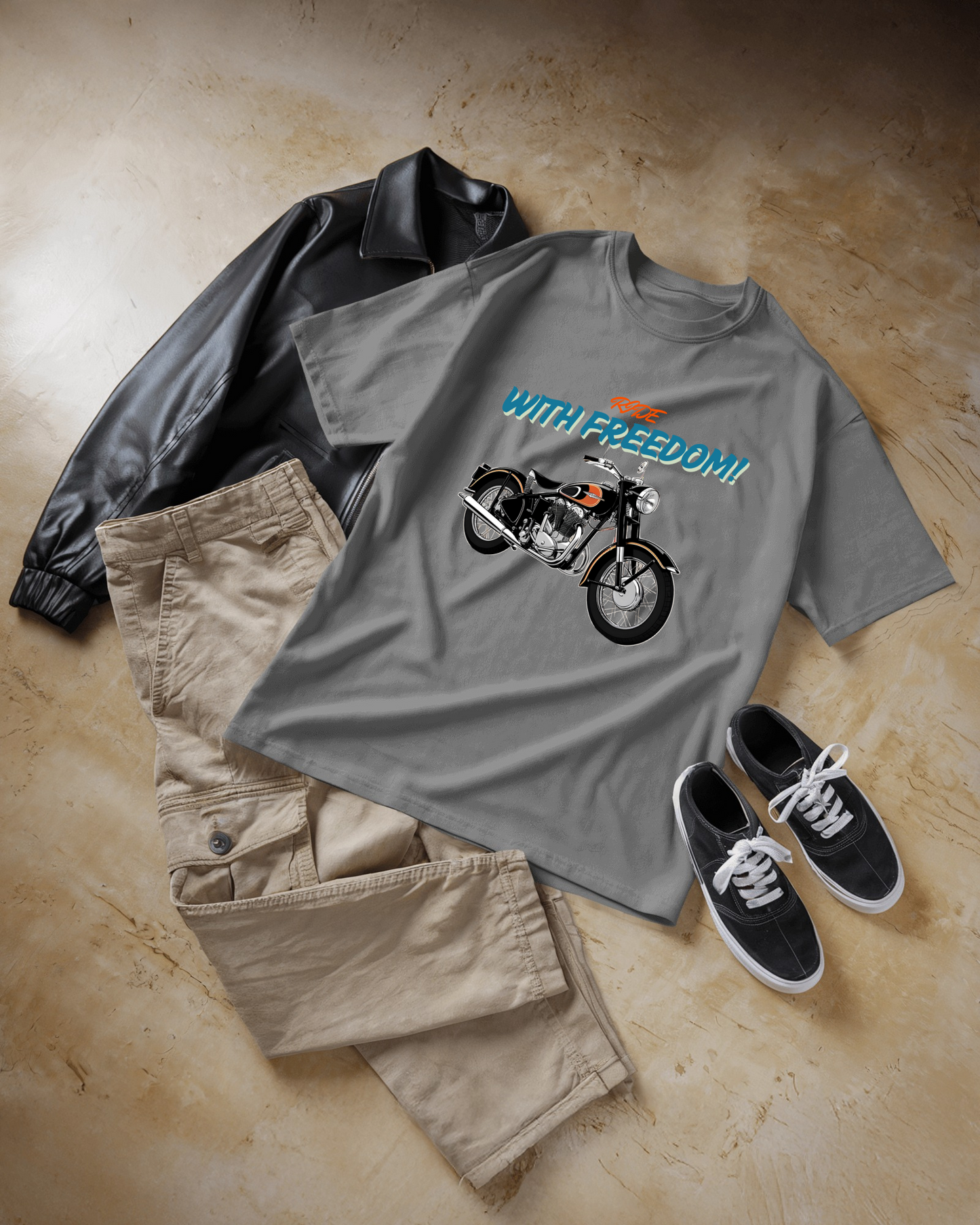 Men Heavy Cotton Tee - Classic Motorcycle Graphic T-Shirt