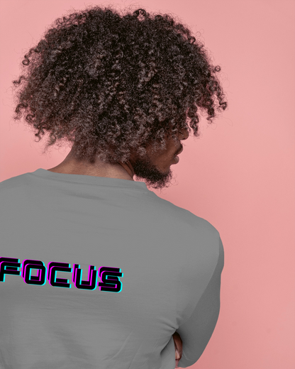 Men Heavy Cotton Tee - 'FOCUS' Retro Graphic T-Shirt for Motivated Individuals