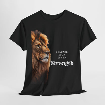 Men Heavy Cotton Tee Lion Design - Unleash Your Inner Strength