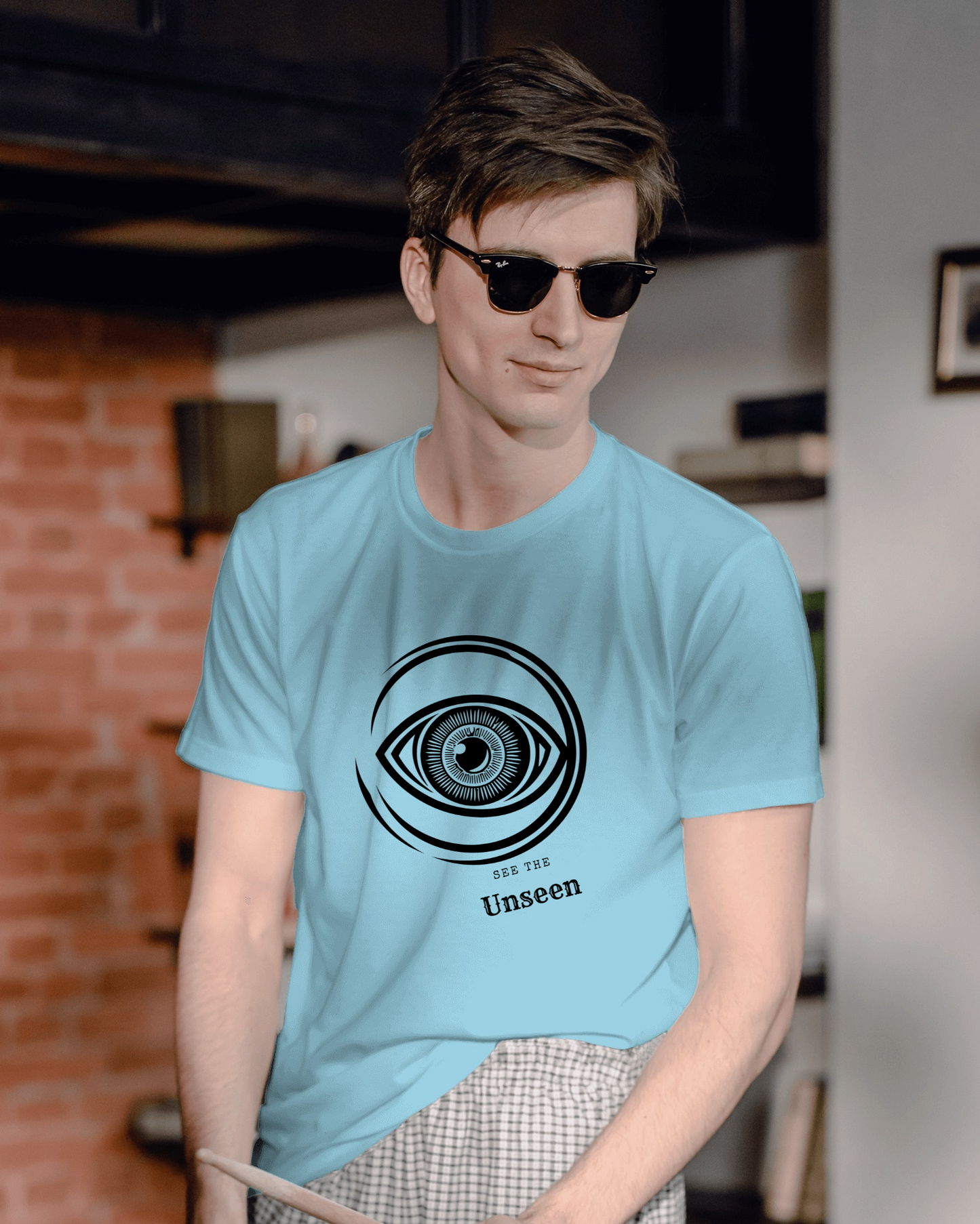 Men Exclusive Heavy Cotton Tee - See the Unseen Visionary Graphic T-Shirt