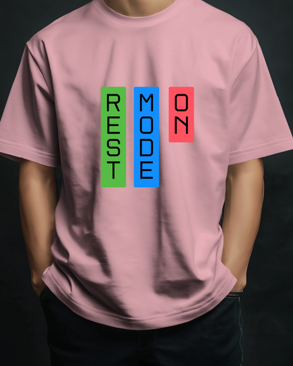 Rest Mode On Men Heavy Cotton Tee - Comfortable Relaxation T-Shirt