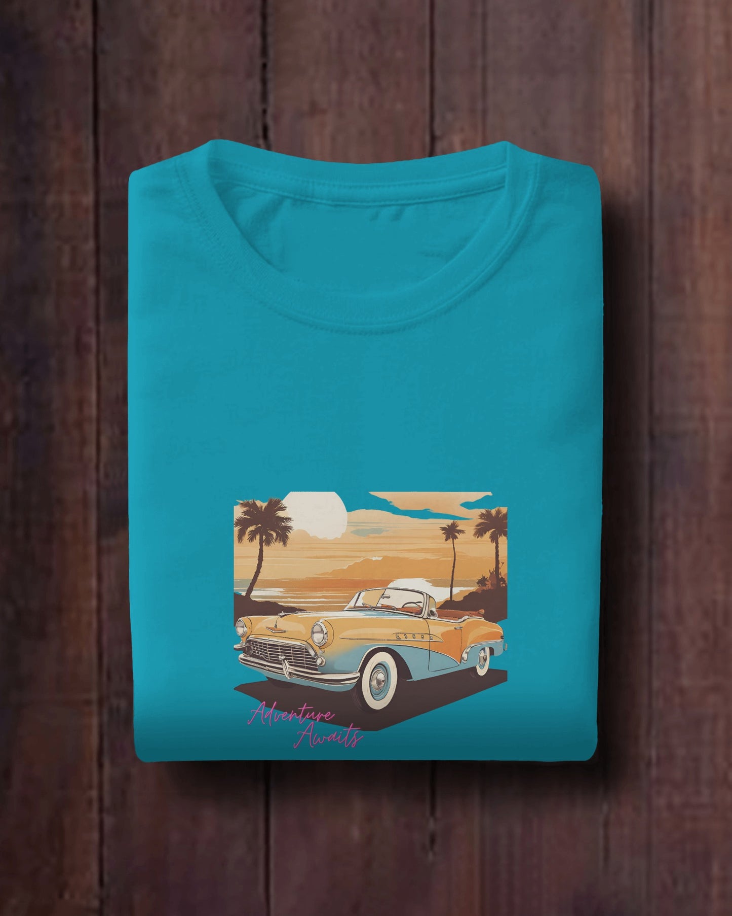 Men Summer Heavy Cotton Tee- Retro Sunset Adventure Awaits Exclusive T-Shirt