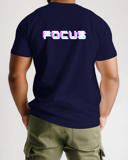 Men Heavy Cotton Tee - 'FOCUS' Retro Graphic T-Shirt for Motivated Individuals