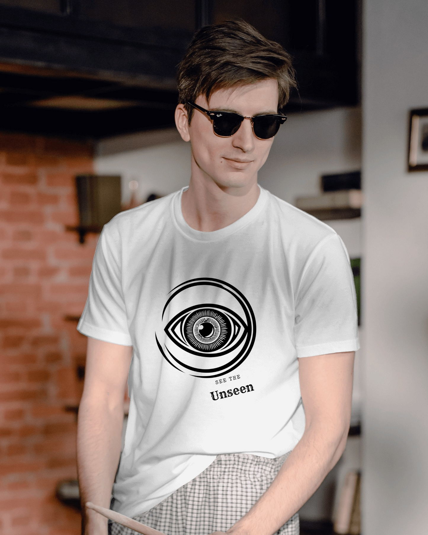 Men Exclusive Heavy Cotton Tee - See the Unseen Visionary Graphic T-Shirt