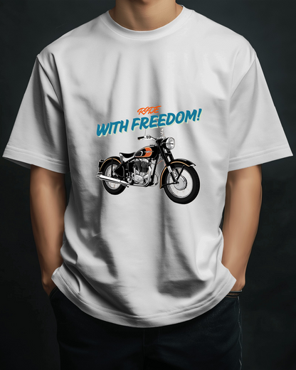 Men Heavy Cotton Tee - Classic Motorcycle Graphic T-Shirt