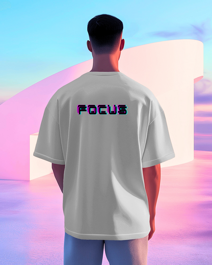 Men Heavy Cotton Tee - 'FOCUS' Retro Graphic T-Shirt for Motivated Individuals