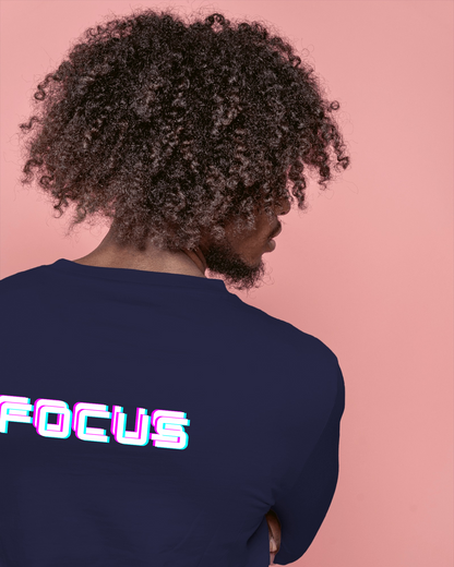 Men Heavy Cotton Tee - 'FOCUS' Retro Graphic T-Shirt for Motivated Individuals