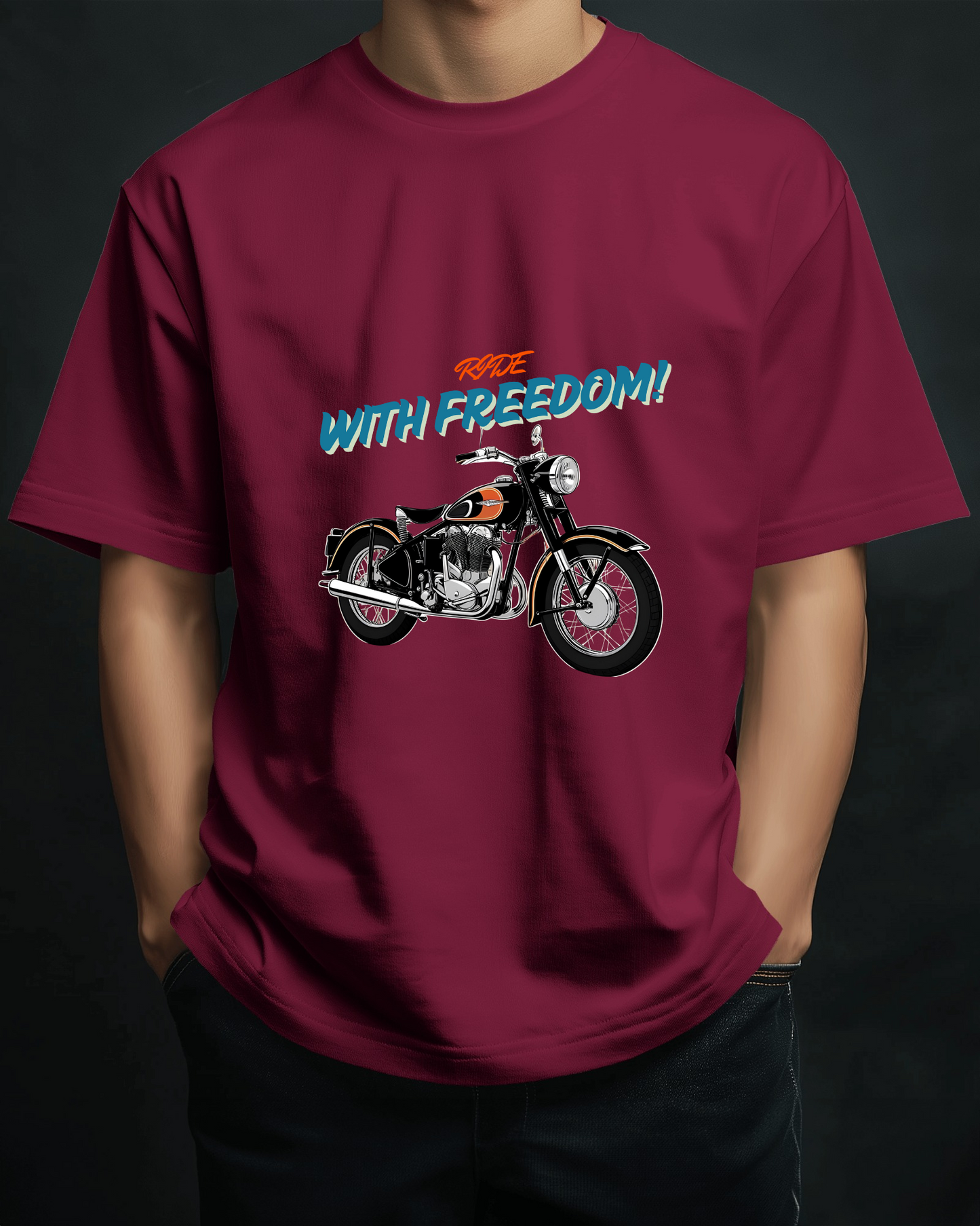 Men Heavy Cotton Tee - Classic Motorcycle Graphic T-Shirt