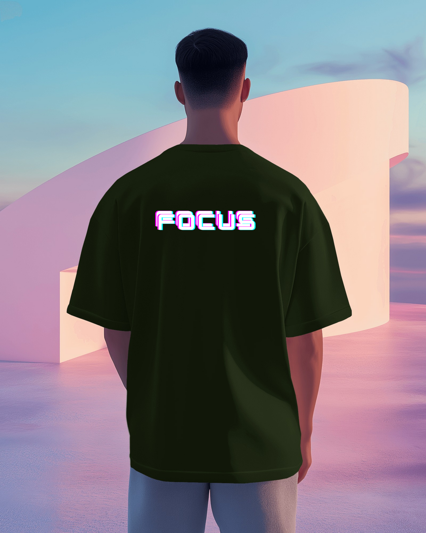 Men Heavy Cotton Tee - 'FOCUS' Retro Graphic T-Shirt for Motivated Individuals