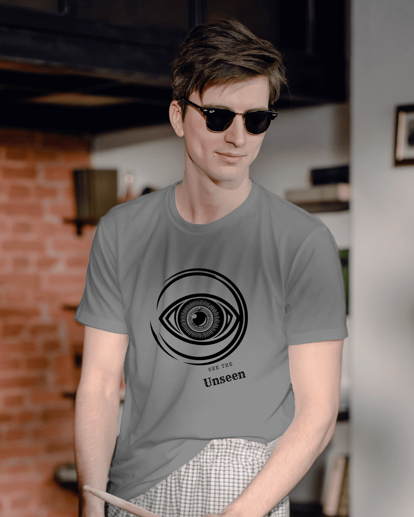 Men Exclusive Heavy Cotton Tee - See the Unseen Visionary Graphic T-Shirt