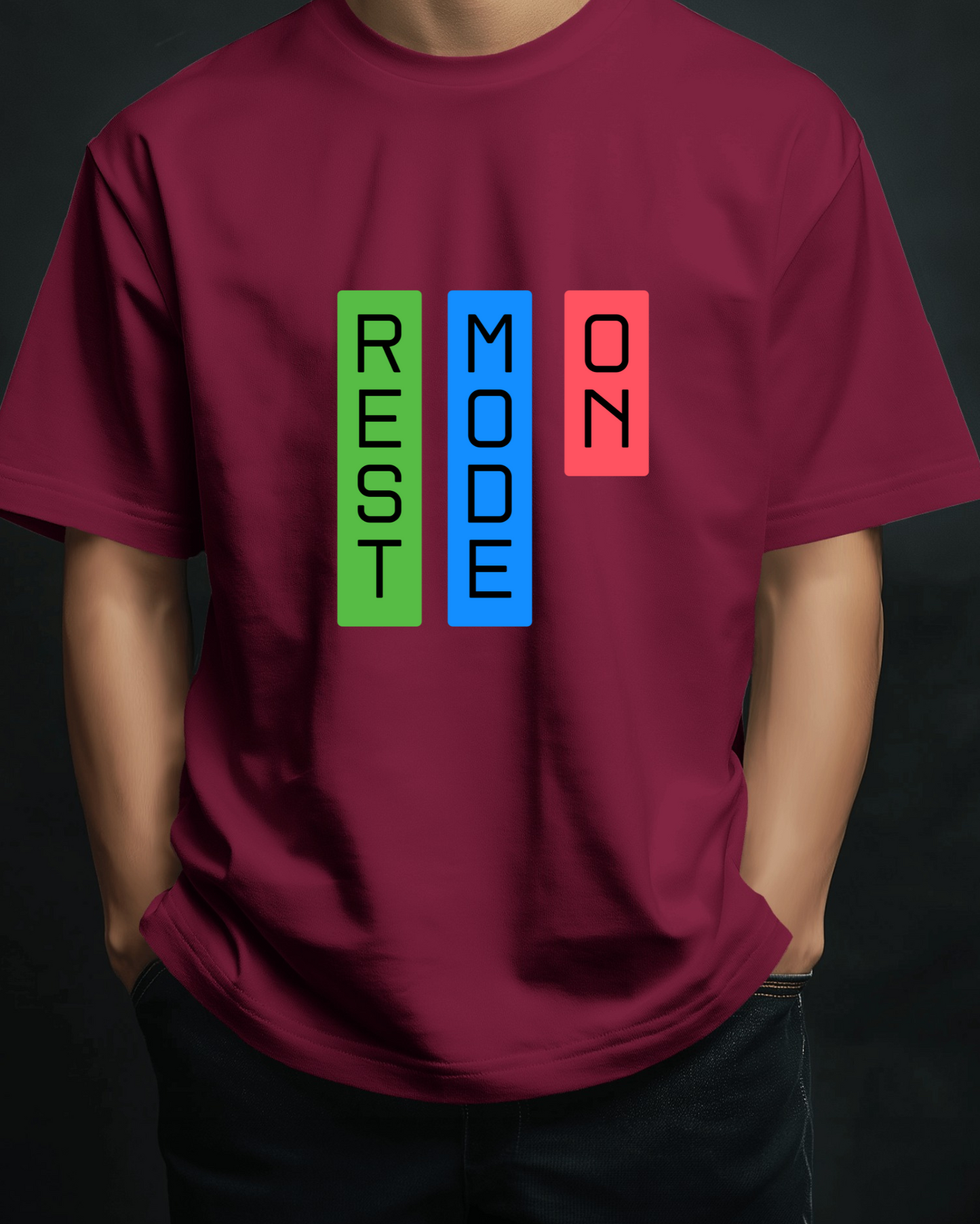 Rest Mode On Men Heavy Cotton Tee - Comfortable Relaxation T-Shirt