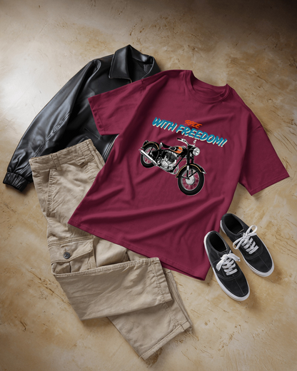 Men Heavy Cotton Tee - Classic Motorcycle Graphic T-Shirt