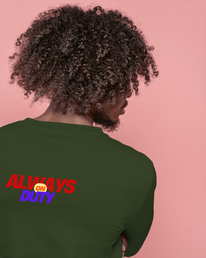 Always on Duty Men Heavy Cotton Tee - Casual Comfort for Everyday Heroes