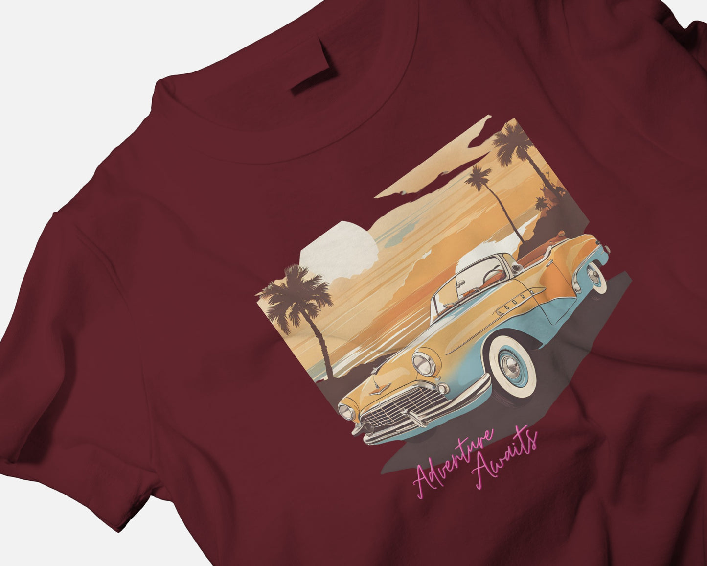 Men Summer Heavy Cotton Tee- Retro Sunset Adventure Awaits Exclusive T-Shirt