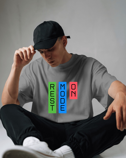 Rest Mode On Men Heavy Cotton Tee - Comfortable Relaxation T-Shirt