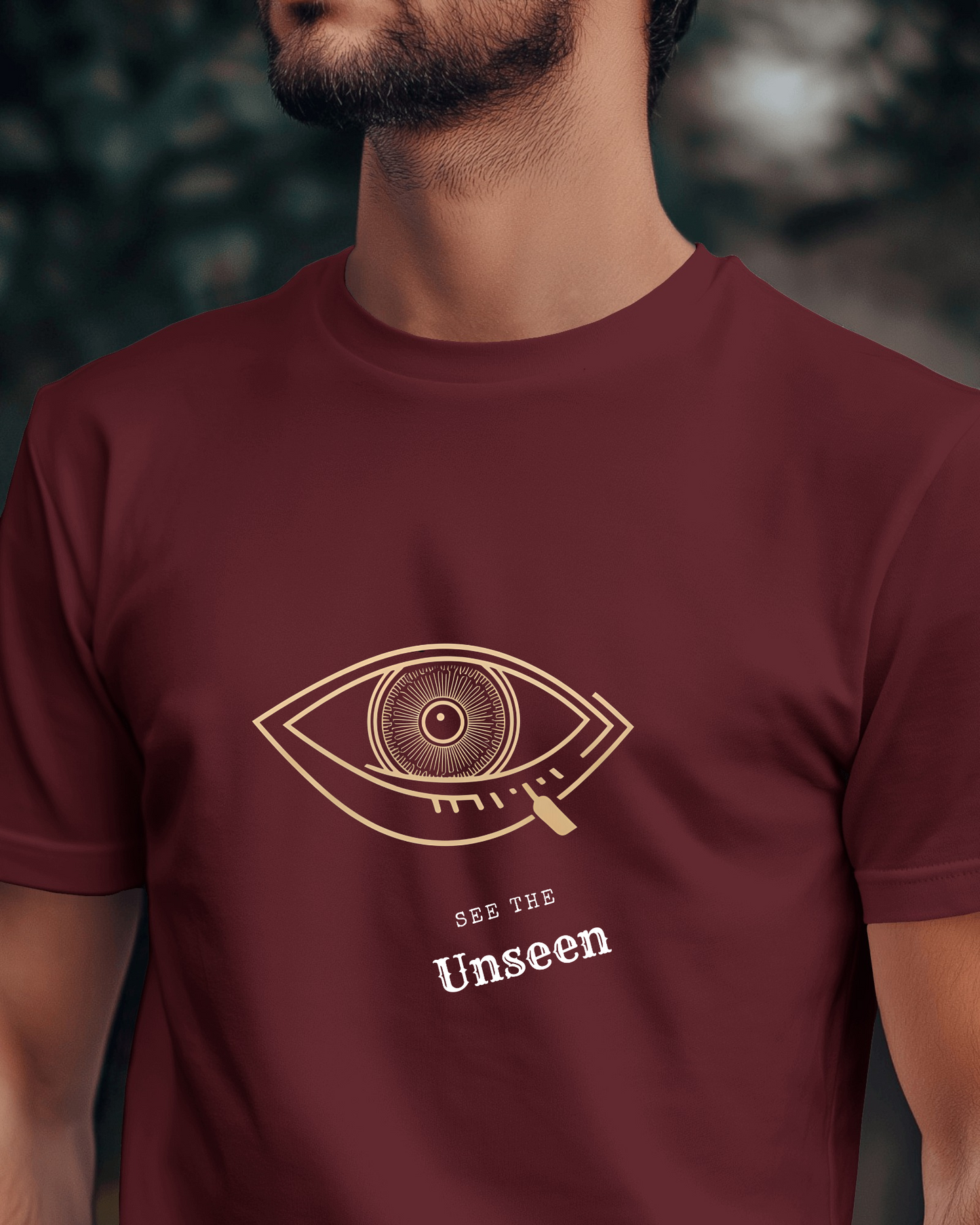 Men Exclusive Heavy Cotton Tee - See the Unseen Visionary Graphic T-Shirt