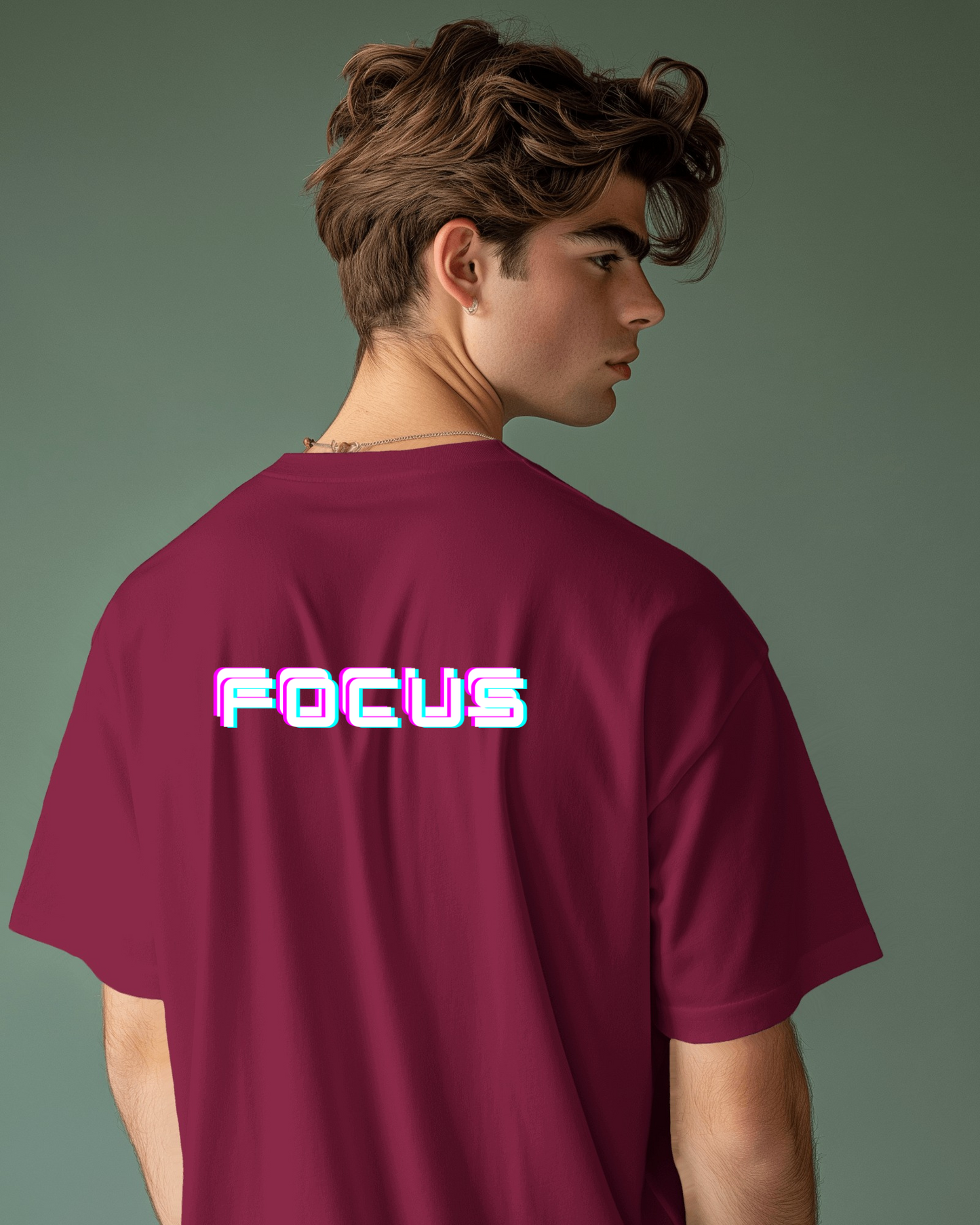 Men Heavy Cotton Tee - 'FOCUS' Retro Graphic T-Shirt for Motivated Individuals