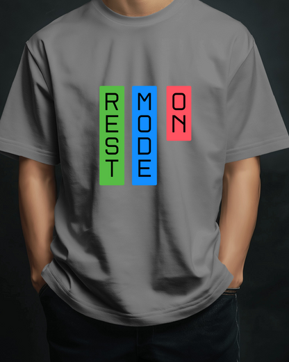 Rest Mode On Men Heavy Cotton Tee - Comfortable Relaxation T-Shirt