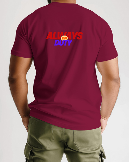 Always on Duty Men Heavy Cotton Tee - Casual Comfort for Everyday Heroes