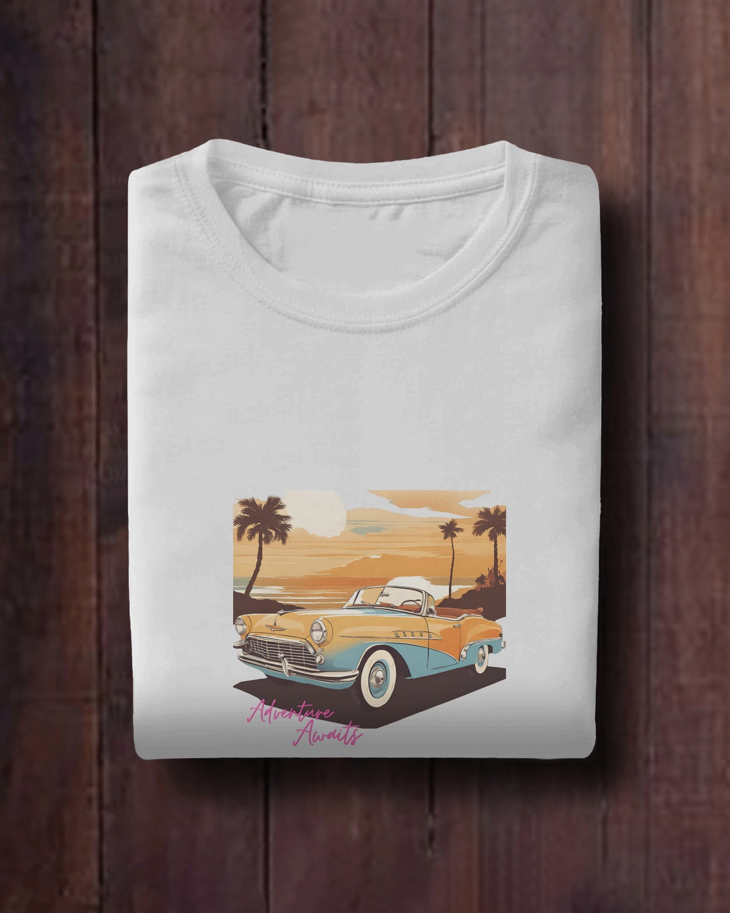 Women Summer Heavy Cotton Tee- Retro Sunset Adventure Awaits Exclusive T-Shirt