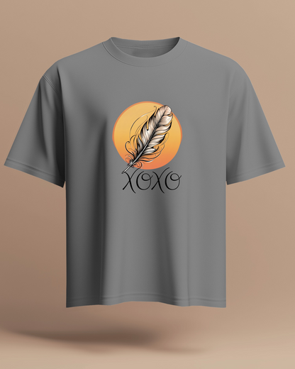 XOXO Feather Men Heavy Cotton Tee - Perfect for Casual Outings and Cozy Days