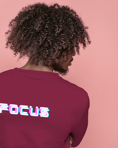 Men Heavy Cotton Tee - 'FOCUS' Retro Graphic T-Shirt for Motivated Individuals