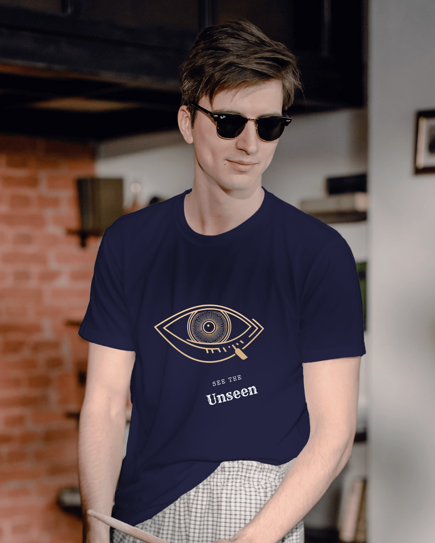 Men Exclusive Heavy Cotton Tee - See the Unseen Visionary Graphic T-Shirt