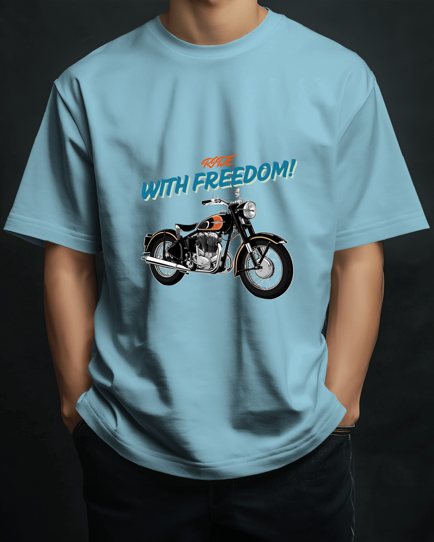 Men Heavy Cotton Tee - Classic Motorcycle Graphic T-Shirt