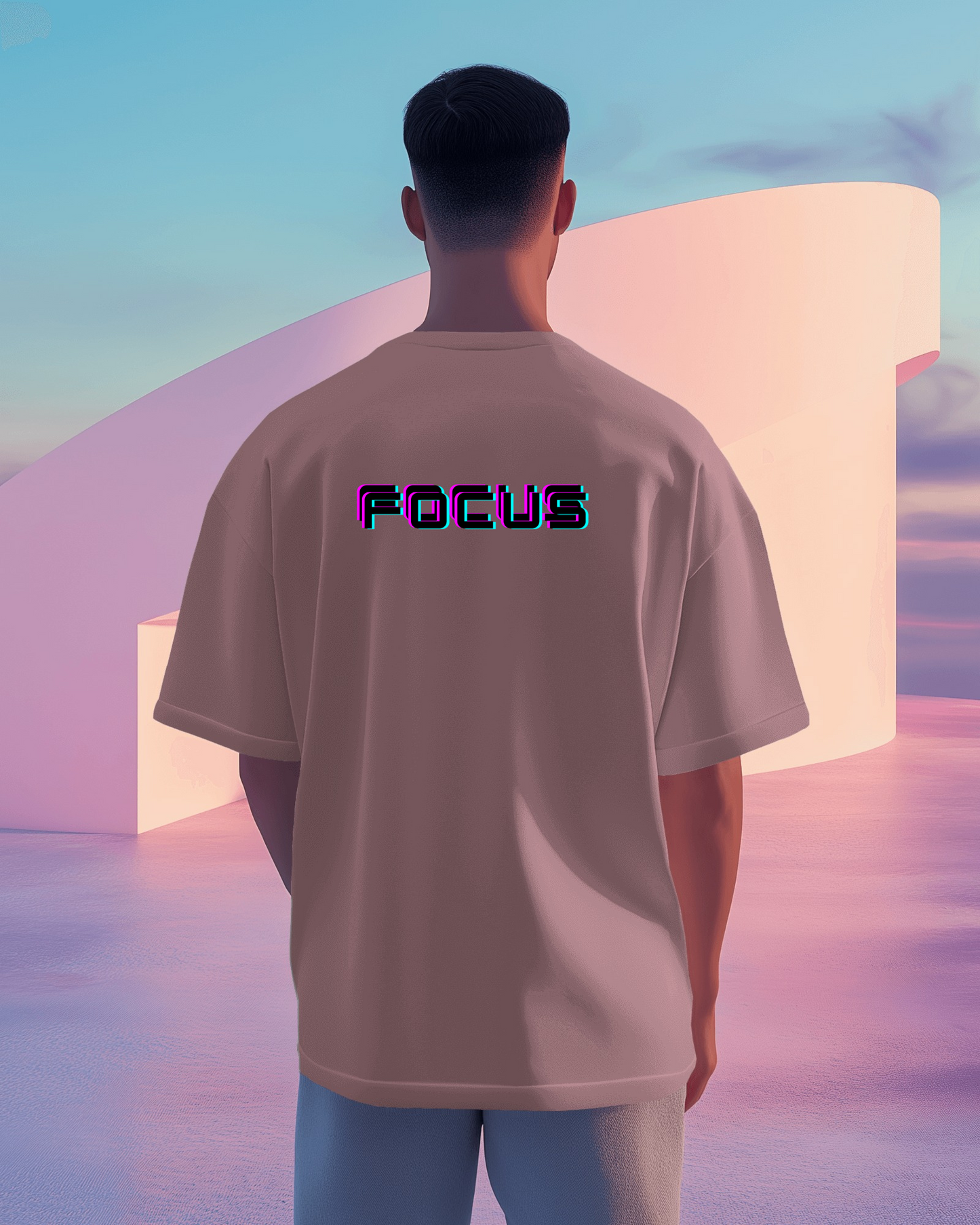 Men Heavy Cotton Tee - 'FOCUS' Retro Graphic T-Shirt for Motivated Individuals