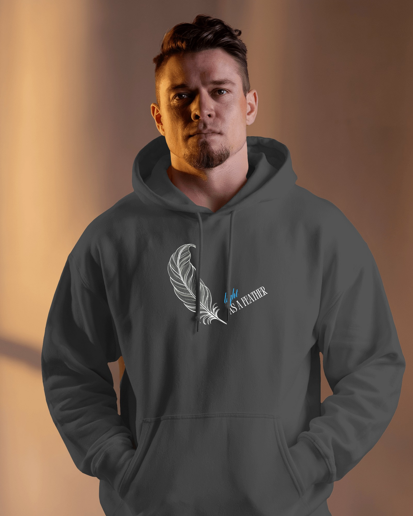 Inspirational Feather Men Heavy Blend  Hoodie- Exclusive Minimal Design