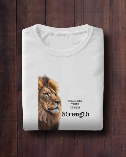 Men Heavy Cotton Tee Lion Design - Unleash Your Inner Strength