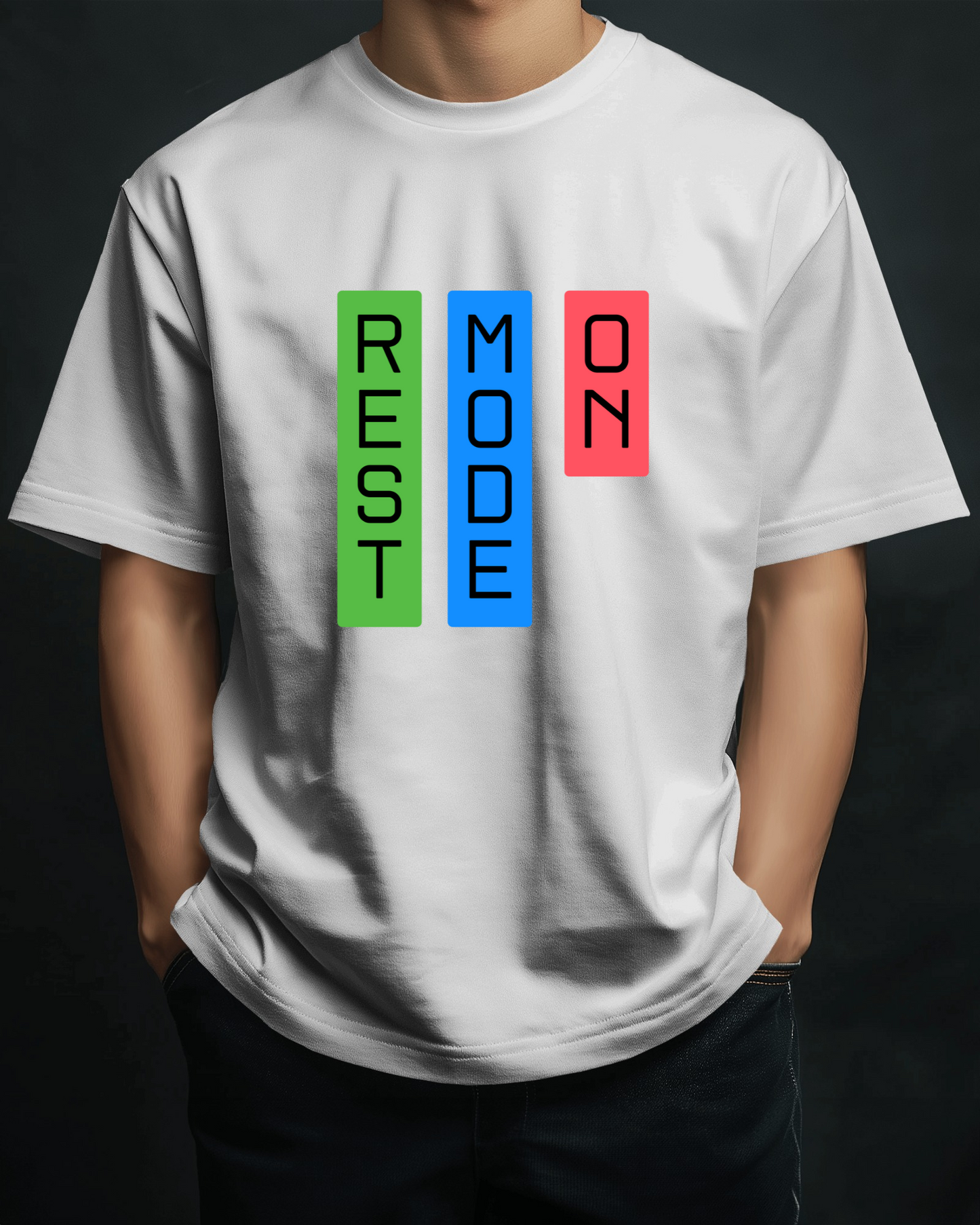 Rest Mode On Men Heavy Cotton Tee - Comfortable Relaxation T-Shirt